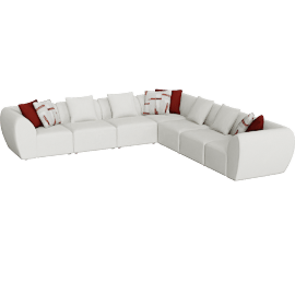 Perspective view of Longvale Beige 7 Piece Modular Sectional