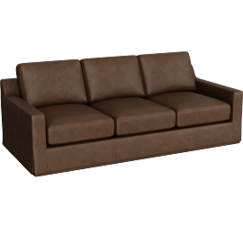 Perspective view of Tapestry Maple Brown Italian Leather Sofa