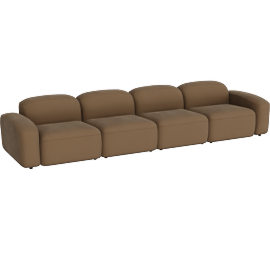 Perspective view of Brunello 4-Piece Sofa Brown Velvet