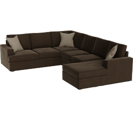 Perspective view of Bonaterra II Chocolate 127 2 Piece Sectional With Right Arm Facing Queen Sleeper Sofa Chaise