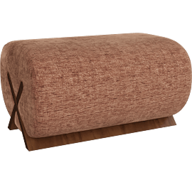 Perspective view of Akira Cognac Fabric Ottoman