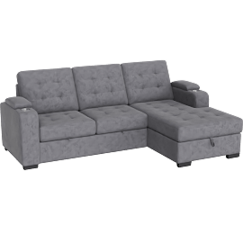 Perspective view of Bento 96 2 Piece Convertible Futon Sectional with Right Arm Facing Storage Chaise