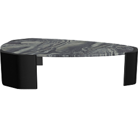 Perspective view of SLAB COFFEE TABLE, CIPPOLINO ONDULATO, TEARDROP