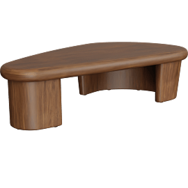Perspective view of Interlude Coffee Table, Walnut