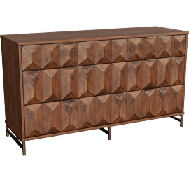 Perspective view of Trinnie Brown 6 Drawer Dresser