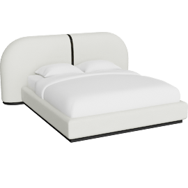 Perspective view of Sable King Bed Off White Linen