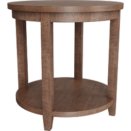 Perspective view of Chelsey Brown 24 Round Wood End Table, Shelf