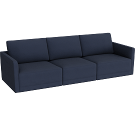 Perspective view of Valerio Velvet Modular Sofa, Navy