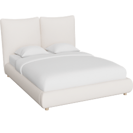 Perspective view of Cloud Boucle Full Upholstered Platform Bed
