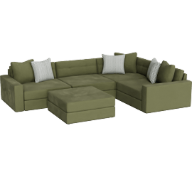 Perspective view of Cocoon 140 4 Piece Modular Sectional With Cocktail Ottoman