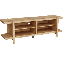 Perspective view of Ranier Natural 65 Rustic Wood TV Stand |Shelves, Storage, Entertainment Center