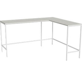 Perspective view of Kelso Modern White 56 L-Shaped Computer Writing Desk