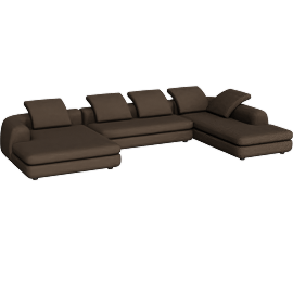 Perspective view of Americano Asymmetrical Double Chaise Sectional, Deep, Pecora Chocolate