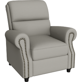 Perspective view of Warwick Push Back Recliner, Dove Gray Linen