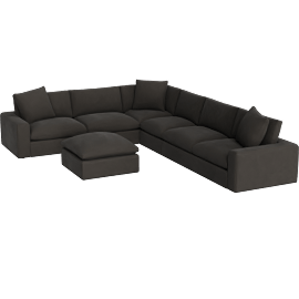 Perspective view of Paloma III Espresso 161 4 Piece Sectional with Cocktail Ottoman