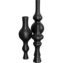 Perspective view of Desenhos Black Cast Aluminum Taper Candle Holder