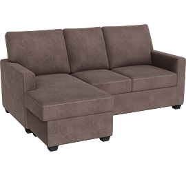 Perspective view of Aramis II Grey 83 Sofa With Reversible Chaise