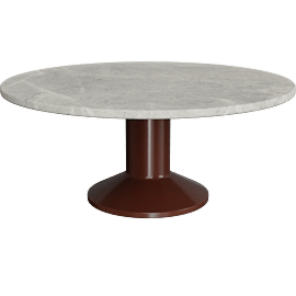 Perspective view of Midst Coffee Table, Marble/Dark Red