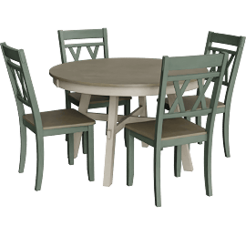 Perspective view of Myra Teal Dining Table Set For 4