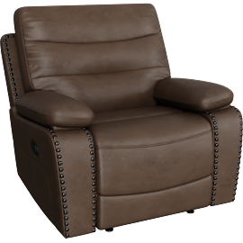 Perspective view of Aashi Brown Leather Power 42 Recliner