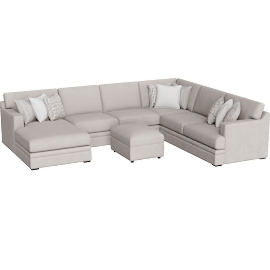 Perspective view of Anacapa Cement Grey 141 4 Piece Sectional With Left Arm Facing Chaise & Ottoman