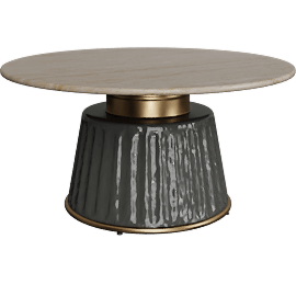 Perspective view of Gladys Grey Gold + Marble 33 Coffee Table, Round
