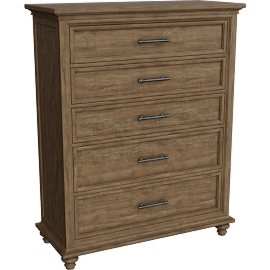 Perspective view of Ambrose Natural Wood 5-Drawer Chest, Pine