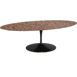 Perspective view of Saarinen Dining Table, Oval 96" Espresso/Black Base