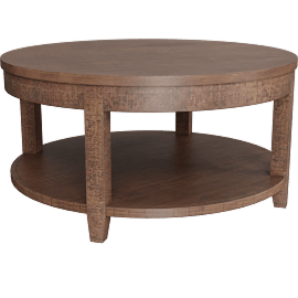 Perspective view of Chelsey Brown 36 Wide Round Wood Lift-Top Coffee Table, Shelf