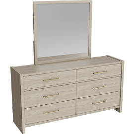 Perspective view of Seraphina Beige Wood 6-Drawer Dresser