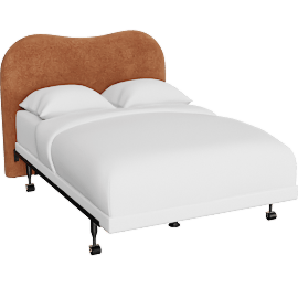 Perspective view of Curve Dipped Rust Full Uph Headboard W/ Revive Metal Frame