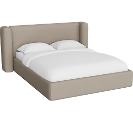 Perspective view of Vienna Queen Bed Tan Boucle
