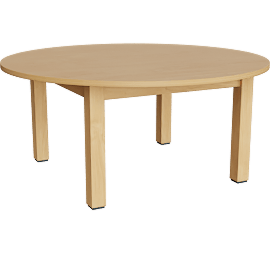 Perspective view of Birch Activity Tables, Round 36" x 16"