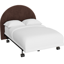 Perspective view of Arch Espresso Velvet Full Uph Headboard W/ Revive Metal Frame