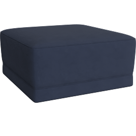 Perspective view of Valerio Velvet Ottoman, Navy
