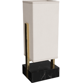 Perspective view of Adwell lamp, Black marble/ Ivory shade