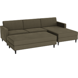 Perspective view of Calais III Green 113 2 Piece Sectional With Right Arm Facing Chaise & Cocktail Ottoman