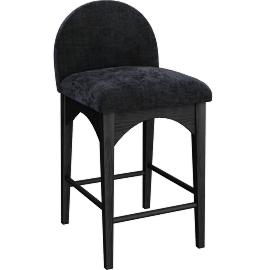 Perspective view of Waldorf Chenille Fabric Upholstered Counter Height Stool, Black With Black Finish
