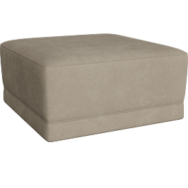 Perspective view of Valerio Velvet Ottoman, Taupe