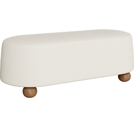 Perspective view of Mell Bench, Cream Boucle