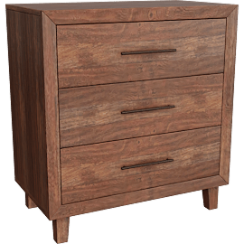 Perspective view of Minrad Toffee Brown 3 Drawer Small Chest