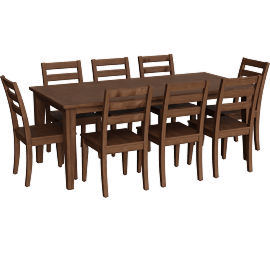 Perspective view of Jayden Brown Acacia Wood 65-79 Extendable Dining Set For 8