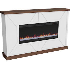 Perspective view of Valor White Electric Fireplace Mantel