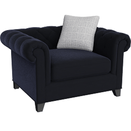 Perspective view of Patterson VI 52 Blue Armchair, Fabric
