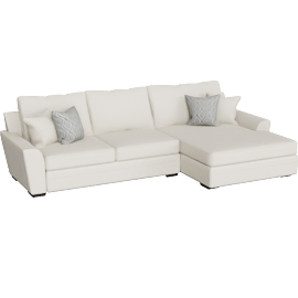 Perspective view of Delano Ivory 2 Piece Sectional With Right Arm Facing Oversized Chaise