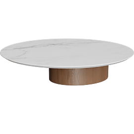 Perspective view of MYON COFFEE TABLE, CARRARA/WALNUT, 47X47