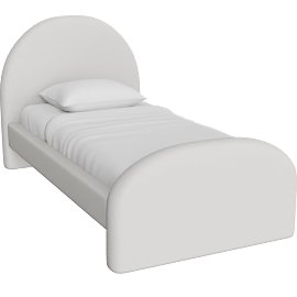 Perspective view of Kylin Twin Boucle Upholstered Arched Platform Bed, Ivory
