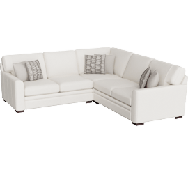 Perspective view of Greer Vanilla White Leather 3 Piece 105 Modular L-Shaped Sectional With Right Arm Facing & Left Arm Facing Loveseat and Corner