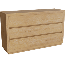 Perspective view of Helly Natural 6 Drawer Dresser