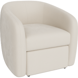 Perspective view of Kiko Modern Chair & Nesting Ottoman Set, Cream